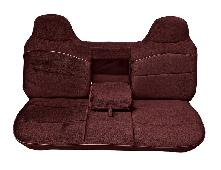 Bench Seat Upholstery for 1992-1997 Ford, F150, F250, F350 Std Cab [w/Center Arm Rest/Head Rest Covers, Burgundy/Burgundy]