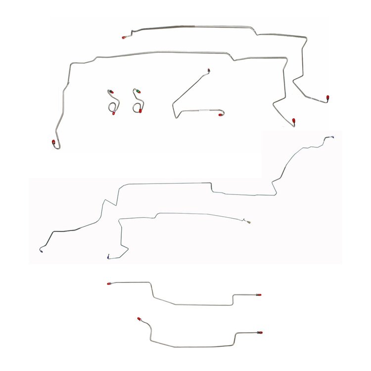 Complete Brake Line 1987-1993 Ford Mustang V8 w/o Sub Frame Connectors [Stainless]