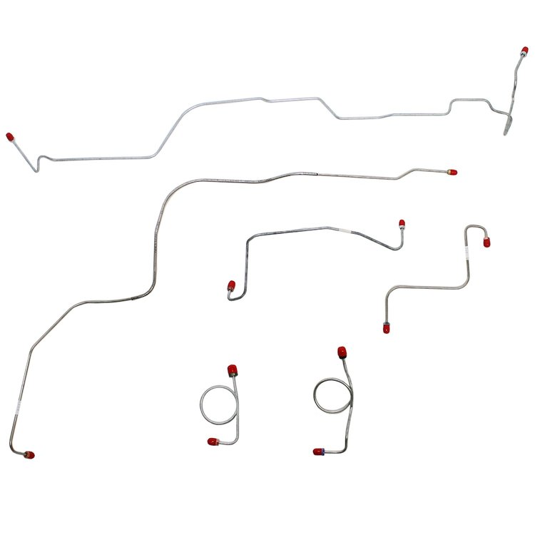Front 6-Piece Brake Line Set 1968-1969 Ford Fairlane, Torino w/ Standard Drum Brakes [Stainless]