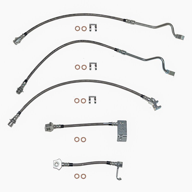 Brake Hose Kit 1999-2004 Ford F-250/F-350 Superduty AWABS, non-Staggered Rear Calipers [Braided Stainless]