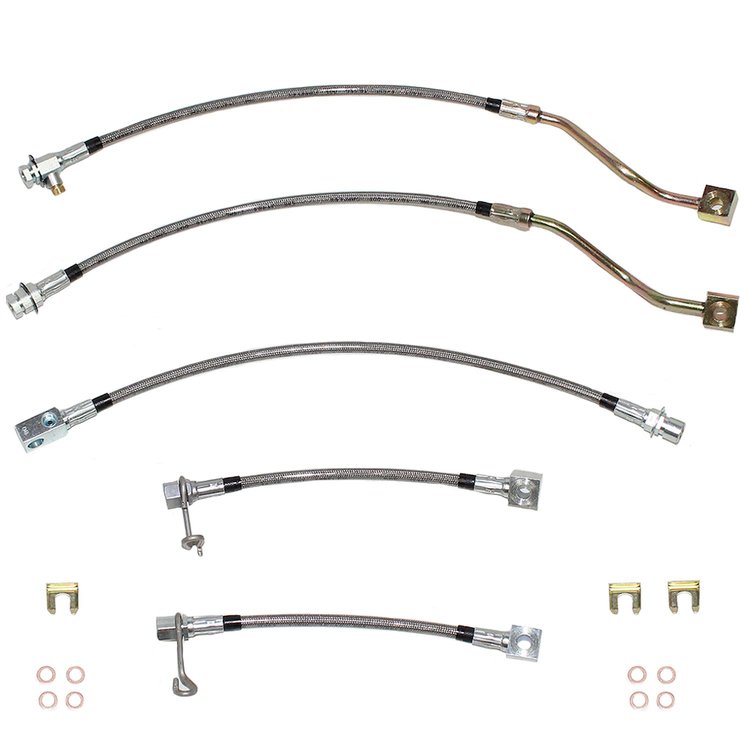 Complete Rear Brake Hose Kit 2000-2005 Excursion / 1999-2004 F-250 / F-350 Superduty AWABS, 2WD Non Staggered [Braided SS]