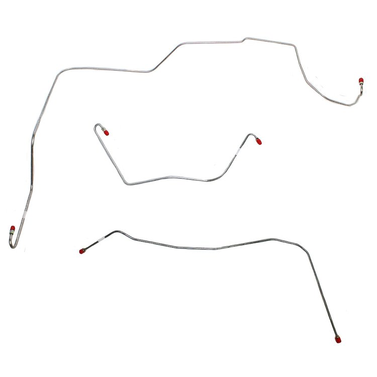 3-Piece Front Brake Line Set 1961-1962 Ford Thunderbird w/Power Brakes Exc. Bendix Booster Octagonal Flange (from 10/61) [Steel]