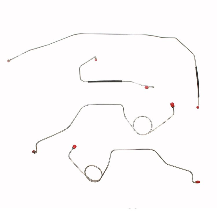 4-Piece Front Brake Line Set 1967-1972 Ford F-100 & F-250, 2WD w/ Standard Drum Brakes [Stainless]