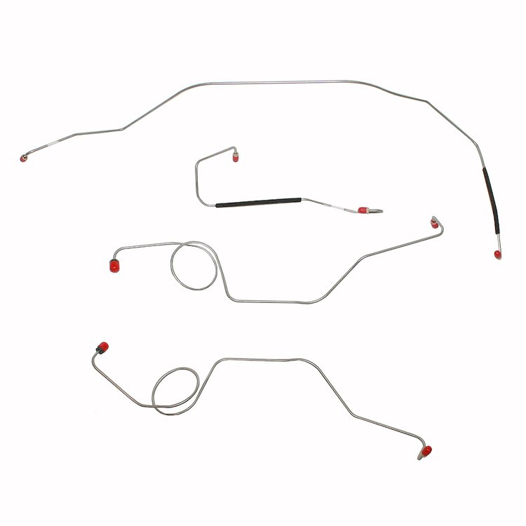 4-Piece Front Brake Line Set 1967-1972 Ford F-100 & F-250 2WD, w/ Power Drum Brakes [Stainless]