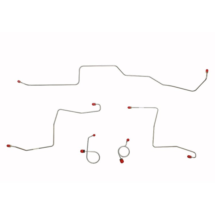 Front 5-Piece Brake Line Set 1967 Ford Mustang/ Mercury Cougar, w/Std Brakes, Routes Over Steering Column [Stainless]