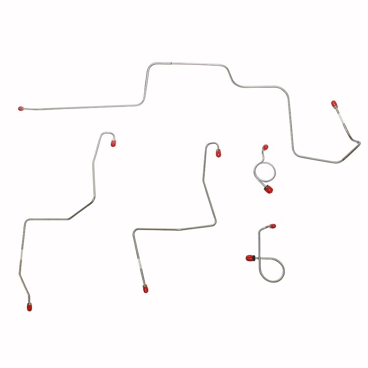 Front 5-Piece Brake Line Set 1967 Ford Mustang/ Mercury Cougar, Std Drum Brakes, Routes Under Steering Column [Steel]