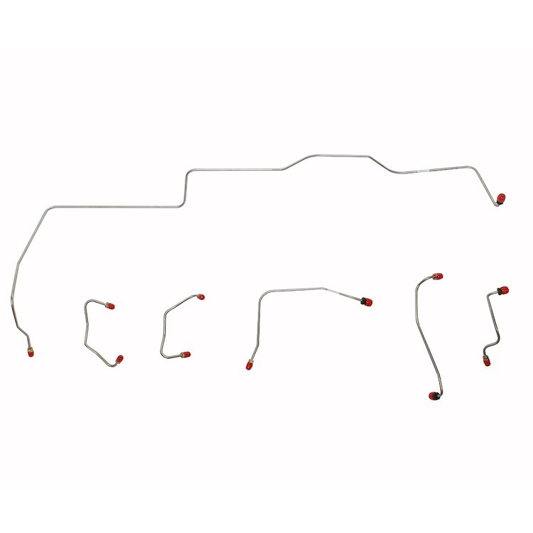 6-Piece Brake Line Set, 1967 Ford Mustang/ Mercury Cougar, Power Disc Brakes, Routes Over Steering Column [Steel]