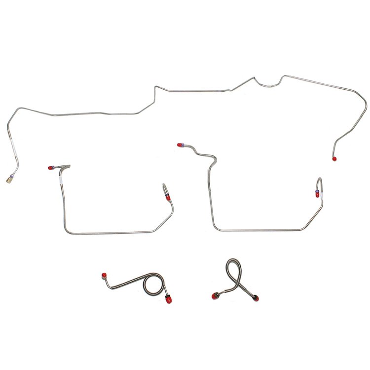 Front 5-Piece Brake Line Set 1971-1972 Ford Mustang, Mercury Cougar w/ Standard Drum Brakes [Stainless]
