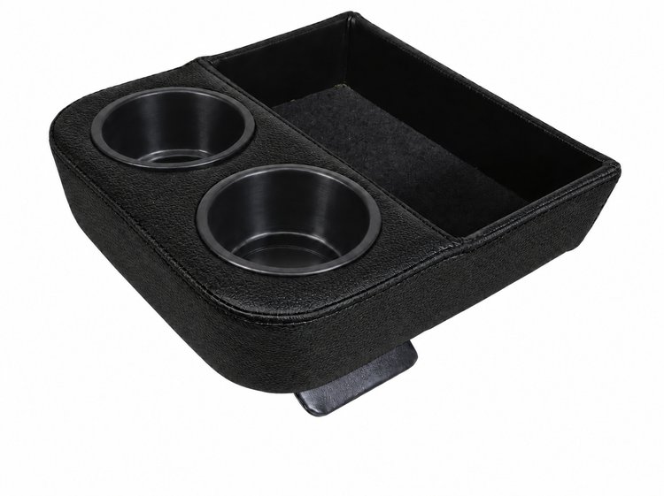 Standard Custom Shorty Floor Console with Cup Holders and Storage Tray [Black, Sierra Grain Vinyl]