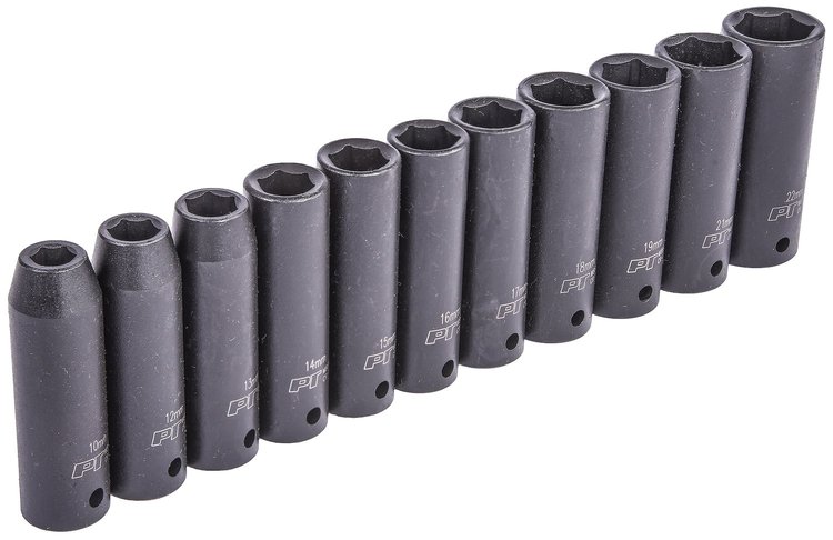 Deep Well Impact Socket Set, 1/2 in. Drive [Metric 11-Piece]
