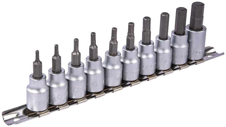 Hex Bit Socket Set, 3/8 in. Drive [SAE 10-Piece]