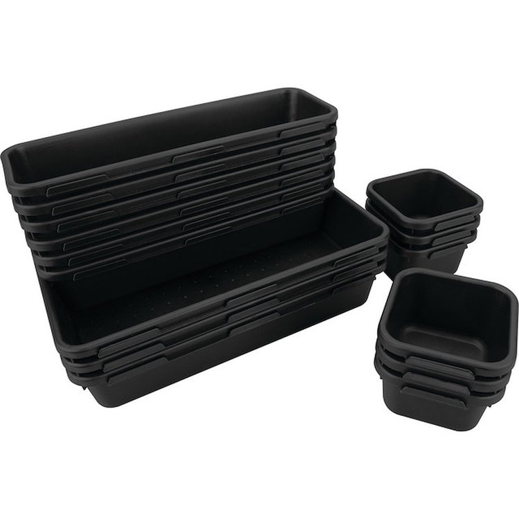 16-Piece Interlocking Drawer Organizer Bin Set – Durable Plastic, 3 Sizes
