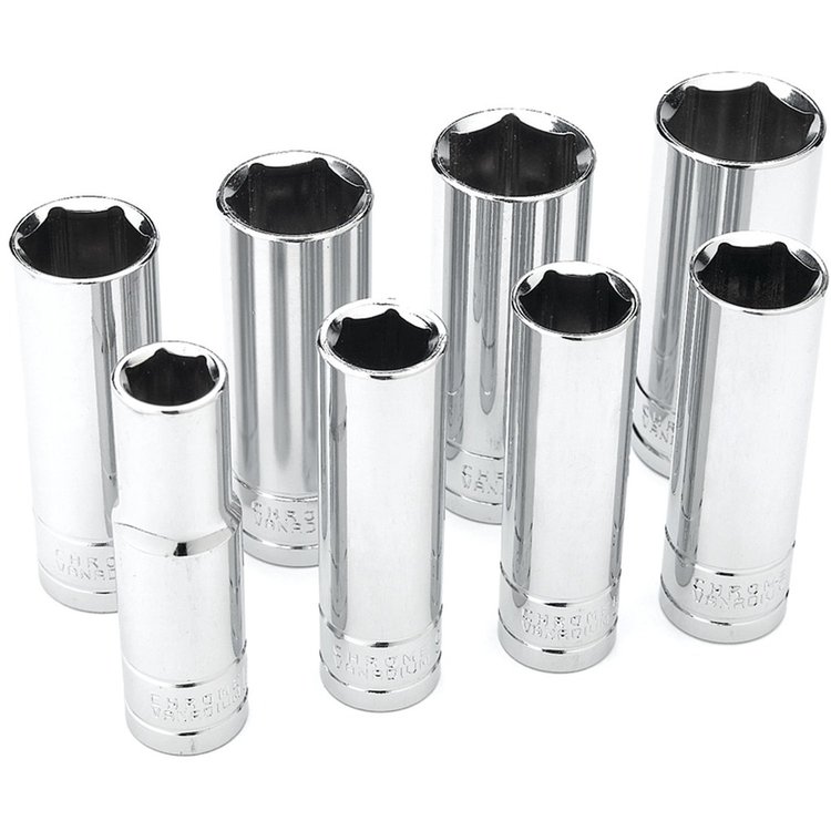 Deep Well Socket Set, 1/2 in. Drive [SAE 8-Piece]