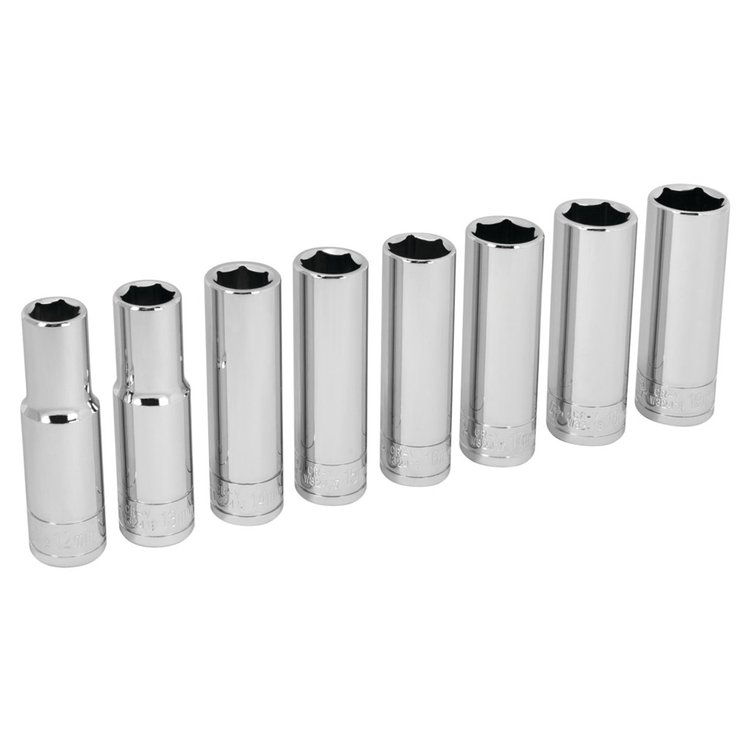 Deep Well Socket Set, 1/2 in. Drive [Metric 8-Piece, 6-Point]
