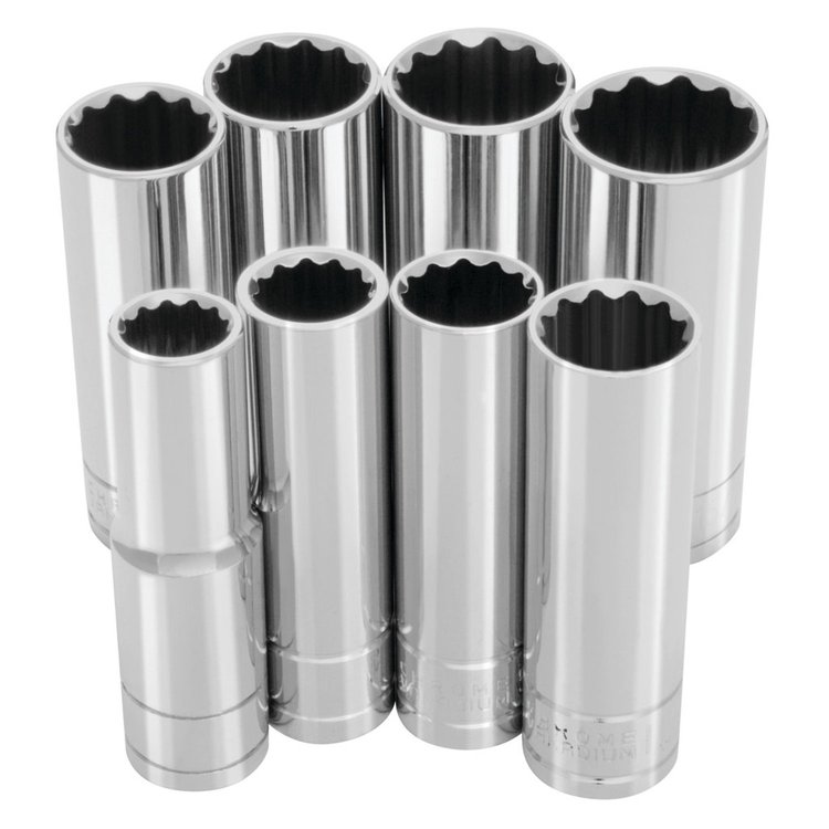 Deep Well Socket Set, 1/2 in. Drive [SAE 8-Piece]