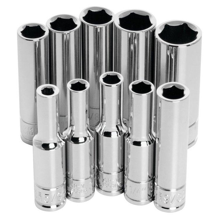 Deep Well Socket Set, 1/4 in. Drive SAE [10-Piece, 6-Point]