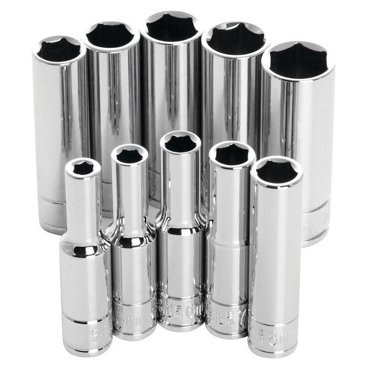 Deep Well Socket Set, 1/4 in. Drive Metric [10-Piece, 6-Point]
