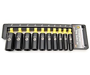 Deep Well Black Laser Socket Set 10 Pieces
