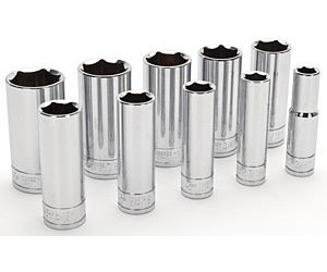 10-Piece Deep Socket Set SAE 3/8" Drive (6-Point)