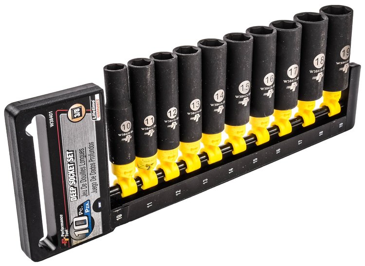Deep Well Socket Set, 3/8 in. Drive [Metric 10-Piece]