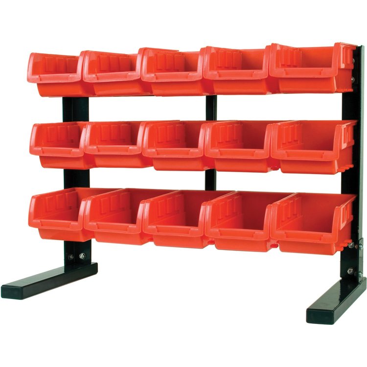Tabletop Storage Rack 15 Plastic Storage Bins Dimensions: