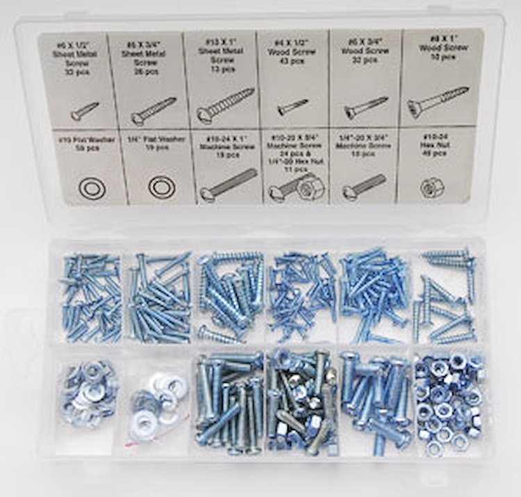 SAE Nut, Bolt, Washer & Screw Assortment Zinc-Plated Steel