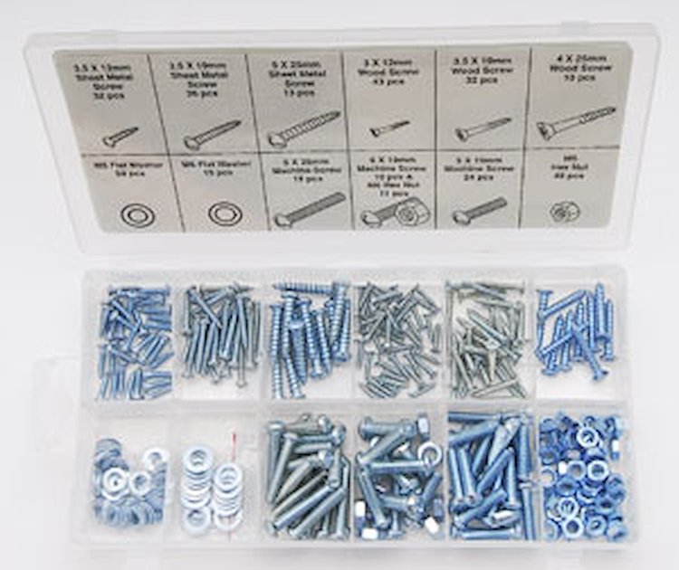 Metric Nut, Bolt, Washer & Screw Assortment Zinc-Plated Steel