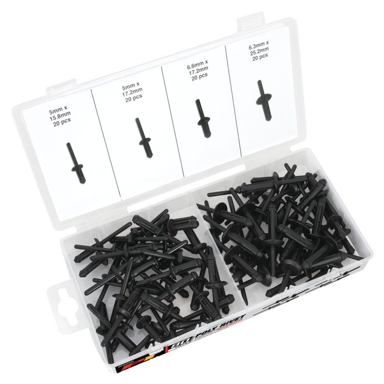 80-Piece Polyoxymethylene Rivet Assortment