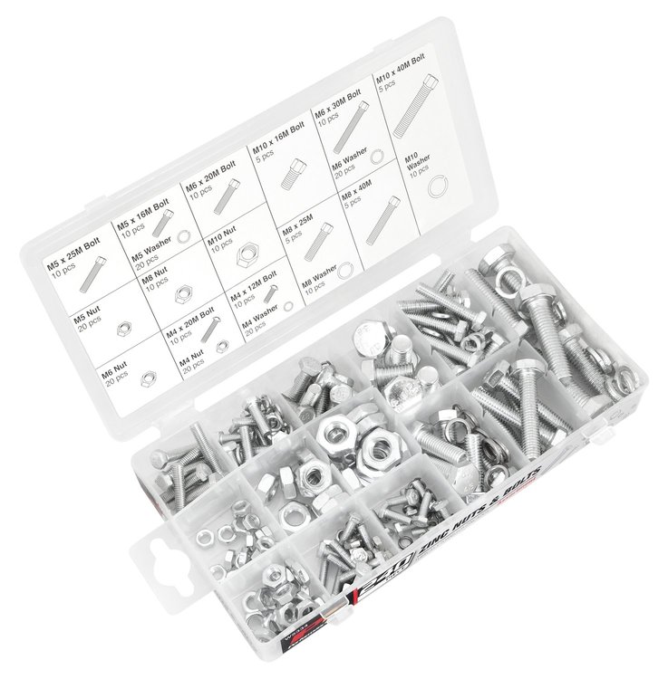 240 piece Zinc Nuts and Bolts Assortment