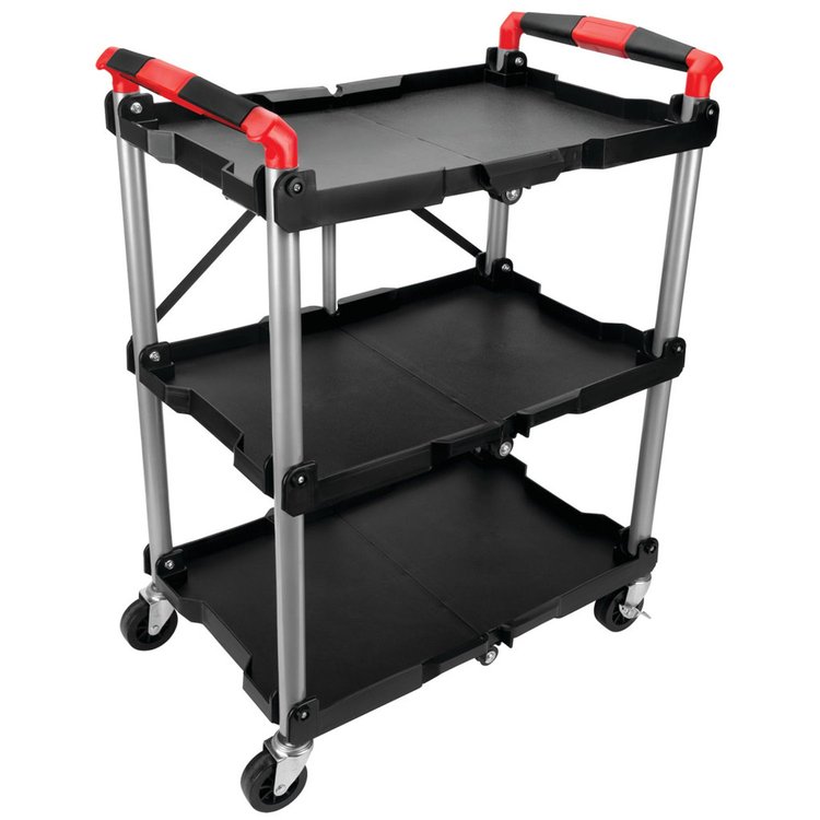 3-Shelf Collapsible Rolling Tool Cart