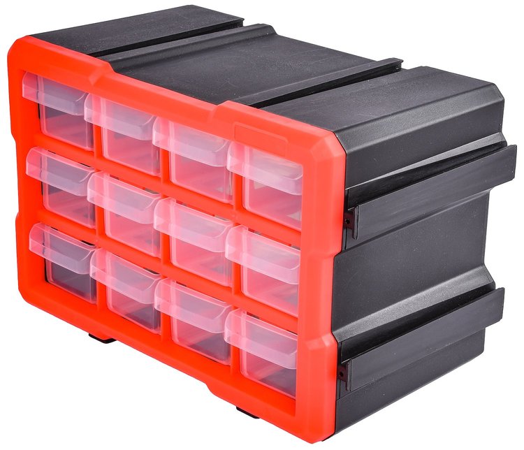 12-Drawer Interlocking Storage Bin