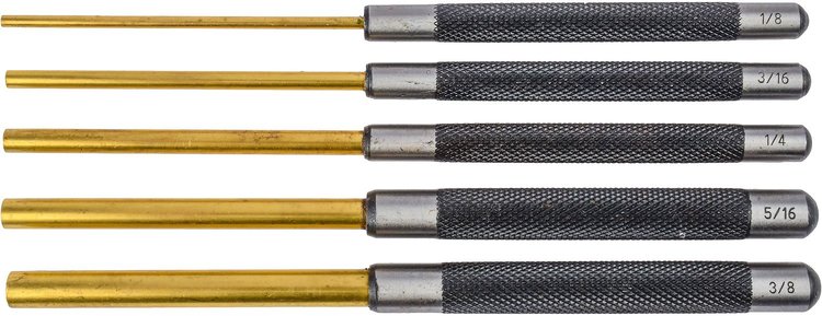 Brass Pin Punch Set 8 in. Long 5 Piece Set