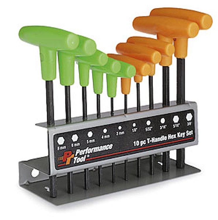 T-Handle Hex Key Set 10 Pc Combo (Metric & SAE)