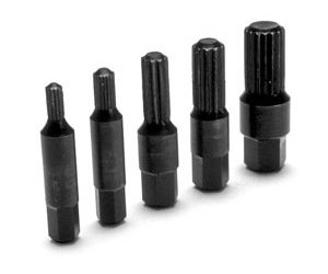 5-Piece Bolt Extractor Set Includes heavy-duty extractors for: 1/4", 5/16", 3/8", 7/16", and 1/2" bolts
