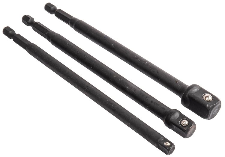 Drill Drive Socket Adapter Set, 6 in. Length - 1/4 in., 3/8 in. & 1/2 in. Drives [3-Piece]