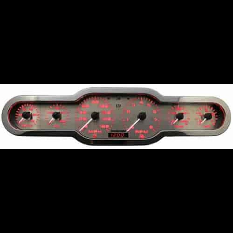 Universal 3D 6-Gauge Analog Panel Tourch Red w/White Needles