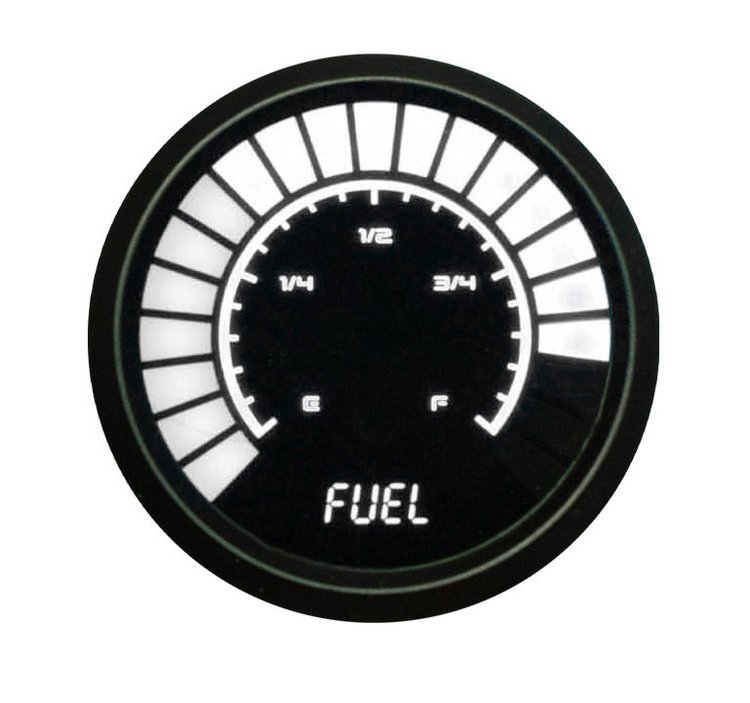 LED Analog Bar graph Fuel Level Gauge with Black Bezel [White]