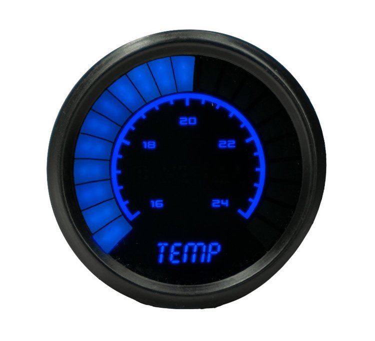 LED Analog Bar graph Water Temperature Gauge with Black Bezel [Blue]