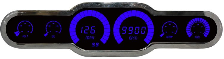 LED 6-Gauge Universal Analog Bar Graph Panel with Chrome Bezel [Blue]
