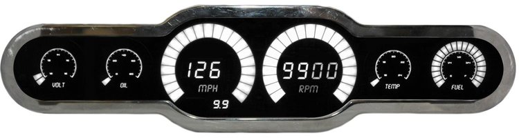 LED 6-Gauge Universal Analog Bar Graph Panel with Chrome Bezel [White]