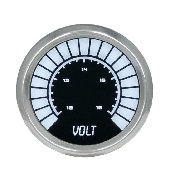 LED Analog Bar graph Voltmeter Gauge  [White, 2 1/16, Chrome]