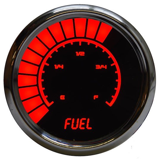 LED Analog Bar graph Fuel Level Gauge with Chrome Bezel [Red]