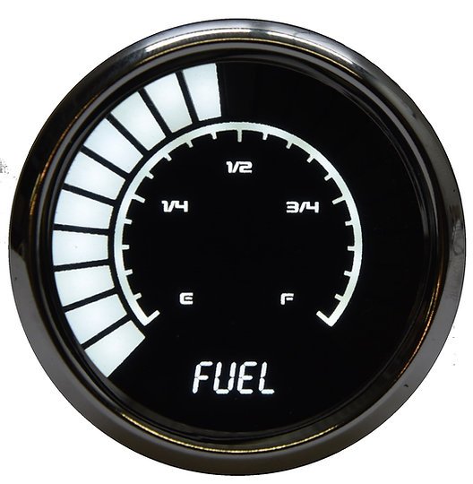 LED Analog Bar graph Fuel Level Gauge with Chrome Bezel [White]