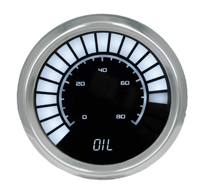 LED Analog Bar graph Oil Pressure Gauge with Chrome Bezel [White]