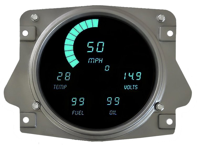 LED Direct Replacement Digital Bargraph Dash Kit for 1966-1977 Ford Bronco [Teal]