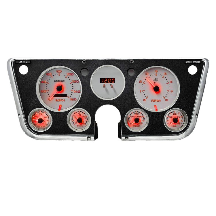 White Lightning Direct-Fit Analog Gauge Panel for 1967-1972 Chevy Trucks [Red]