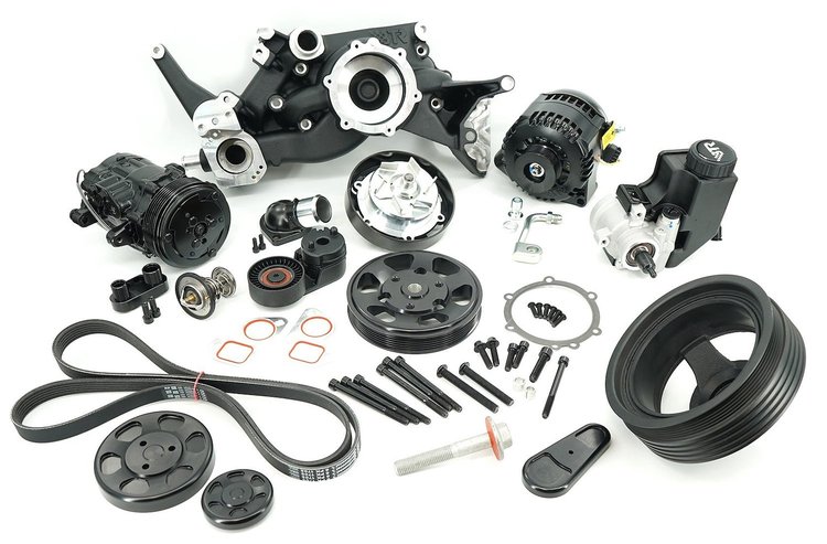 ACD-LS05B Hyperdrive Front Drive Dress Kit for GM Gen III/IV LS Engines w/OE-Style Crank Damper [Black]