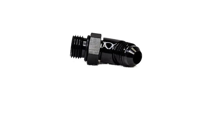 ADPT-02-003-45 AN Fitting - AN To Orb Adapter - 6 Orb To 6AN - 45-deg - Black