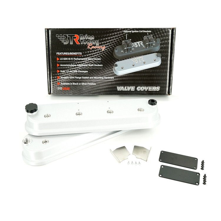 VCA-03-SLVR-VP Vanity Plate Valve Cover Set Silver Without Coil Mounts