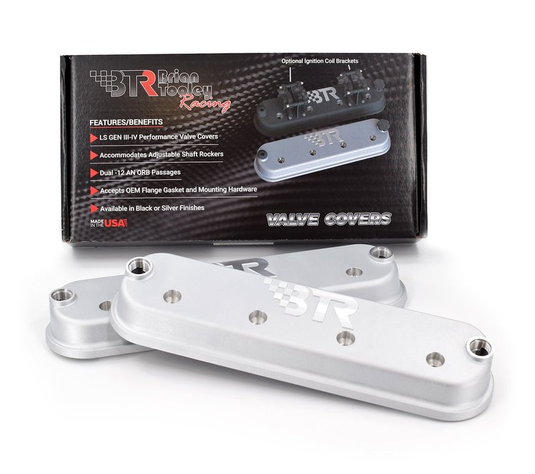 VCA-02-SLVR Valve Cover Set, GM Gen III/Gen IV LS, w/o Coil Mounts [Silver Powder-Coated]